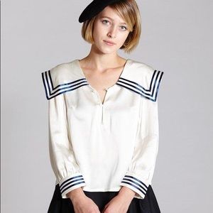 NWT L’ecole des femmes white sailor blouse size M